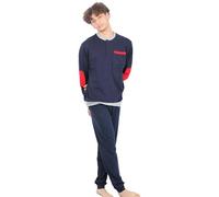 Leedya Pigiama Uomo Lungo in Cotone Invernale Interlock 100% - Stile e Comfort - Pigiama Morbido per Le Notti Invernali - Polsini No Stress (IT, Testo, XL, Regular, Regular, 879 Jeans)