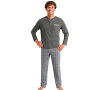 Leedya Pigiama Uomo Lungo in Cotone Invernale Interlock 100% - Stile e Comfort - Pigiama Morbido per Le Notti Invernali - Polsini No Stress (TG S - 974_Grigio
