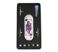 LEEFAI Set completo per tastiera professionale da 32 mm, tavola in legno d'acero da 32 x 96 mm con grafica con stampa UV, camion per skateboard Pro G4, ruote con cuscinetti in uretano - Op3ra V3