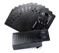 LEEFE Cool Black Gold Foil Poker Playing Cards, Waterproof Deck of Cards with Gift Box, Use for Party and Game