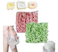Leeffa - Loofah Washcloth, Washcloth Loofah Combo, The Leeffa Soft Loofah and Washcloth, 2-in-1 Shower Washcloth Loofah, Shower Loofah with Drawstring, Shower Sponge for Body (2pcs-g)