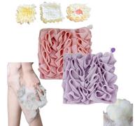 Leeffa - Loofah Washcloth, Washcloth Loofah Combo, The Leeffa Soft Loofah and Washcloth, 2-in-1 Shower Washcloth Loofah, Shower Loofah with Drawstring, Shower Sponge for Body (2pcs-f)