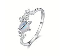 LEEGING Anelli dal design dolce Saturno per le donne con imitazione della pietra di luna, accessori estetici per feste, graziosi accessori per le dita femminili