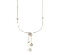 LEEGING Collana di Clavicola Femminile di Acciaio Inossidabile Placcato Oro Incastonato di Zircone in Forma di Quadrifoglio e Goccia d'Acqua