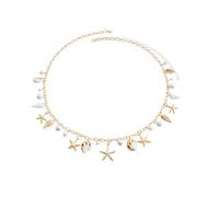 LEEGING Collana di conchiglie di borago di Bohemian Summer Beach per il turismo oceanico, preziosa catena corporea della conchiglia di stelle marine