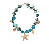 LEEGING Collana di stelle blu ginestre - un oggetto di moda per le vacanze oceaniche, con una personalità unica e un senso di sofisticazione. Accessorio per collare per il collo