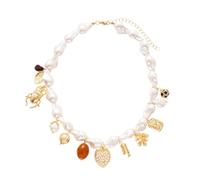 LEEGING Collana irregolare dello scarabeo del fiore - collana falsa collare di perle - orecchini esageratamente personalizzati, di piccola scala e di alta qualità