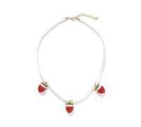 LEEGING Elegante collana di perle con pendente alla fragola da donna, girocollo con perline d'acqua dolce, collana charm placcata oro