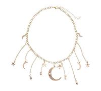 LEEGING Imitazione a diamante d’oro, pearl star e moon tassel collare collare - lusso, nicchia, unico, alla moda, con un senso di sofisticazione