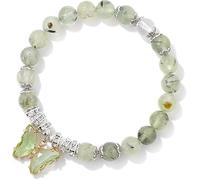 LEEGING Incantevole braccialetto con perline di cristallo verde con ciondolo a forma di farfalla, braccialetto fatto a mano in pietra naturale per donne, gioielli unici in stile bohémien da indossare