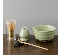LEEGING Set per matcha, kit per matcha in ceramica con ciotola da 380 ml con beccuccio, baffo per matcha, supporto per baffi, paletta in bambù, supporto per paletta, set da tè per gli amanti del