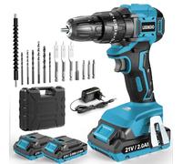 LEEIKOO Trapano Avvitatore Batteria 21V, Brushless Avvitatore a Batteria con 2 Batteries 2.0Ah, 45N.m Avvitatore Elettrico, 20+3 Coppie, 2 Velocità, 14PCS Accessori per Casa Progetto, Fai da te