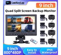 LeeKooLuu 9 "Camera di Backup Monitor per Auto Quattro Divisioni Schermo Diviso Visione Notturna 4ch Registratore Video Telecamera di Vista Posteriore per Camion Bus