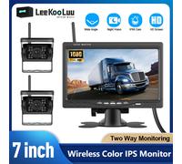 LeeKooLuu Telecamere di retromarcia di backup doppie wireless e monitor per auto IPS da 7 pollici Telecamera per retrovisione per visione notturna IR per autobus da trail per camion camper