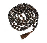 Leela Handiccraft - Mala con 108 perline originali di semi di loto, realizzate a mano, con nappa, meditazione, yoga, canto di mantra e collana spirituale