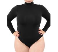 LEELA LAB Body Collo Alto Donna Taglie Forti a Manica Lunga, Dolcevita in Morbida Microfibra, Realizzato con Tecnologia Seamless Senza Cuciture - Made in Italy (Black, XXXL)