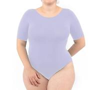 LEELA LAB Body Donna Taglie Forti, con Maniche Corte, Scollo a Barchetta e Chiusura Regolabile, Realizzato con Tecnologia Seamless Senza Cuciture - Made in Italy (Lilac, XXL)