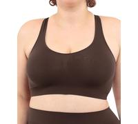 LEELA LAB Bralette Donna Taglie Forti, Reggiseno Senza Ferretto Garantisce Supporto Senza Stringere, Realizzato con Tecnologia Seamless Senza Cuciture - Made in Italy (Coffee, XXL)
