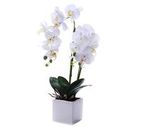 LEEMAN Orchidea artificiale realistica al tatto, decorazione per la casa (bianco 535)