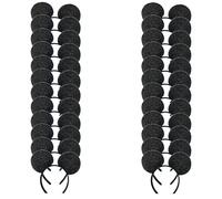 LEEMASING 24 Pack Paillettes Mouse Costume Deluxe Orecchie Fascia Bow Compleanno Party Accessori Baby Shower Headwear Bomboniere Decorazioni (Nero)