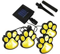 LEEMASING 4 luci solari a forma di zampa di cane da giardino, lanterna a LED da 7,6 cm, lampada per esterni, giardino, sentiero, paesaggio, passerella, cortile (bianco caldo)