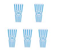 LEEMASING 5 contenitori quadrati in plastica per popcorn a righe rosse, blu e bianche, per feste di compleanno e film in famiglia, colore blu