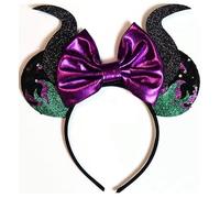 LEEMASING Cerchietto Malefica con orecchie deluxe, per Halloween, cosplay, feste (02)