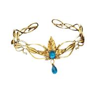 LEEMASING Corona vintage da dea russa, ornamento per la fronte, copricapo per cosplay, in lega, con foglie, per matrimoni, feste, cosplay e accessori per costumi (oro scuro con pietra azzurra)