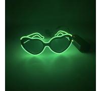 LEEMASING Occhiali luminosi a forma di cuore EL luminosi a LED per compleanno, matrimonio, Capodanno, cosplay, Natale (verde chiaro)