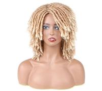 LEEMASING Parrucca sintetica corta da donna e uomo, capelli ricci afro, per Halloween, feste in costume, appuntamenti (biondo)