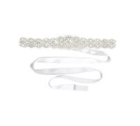 LEEMASING Strass Cintura Da Sposa Fatta A Mano Cintura Sash Con Nastro Fasce Per Damigella D'Onore Sash Donne Vestito, Argento, Medium