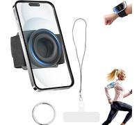 Leeneen Supporto magnetico per telefono da corsa, girevole a 360°, specchio HD e corda estensibile anti-goccia, per palestra/yoga, compatibile con iPhone Pro e Android