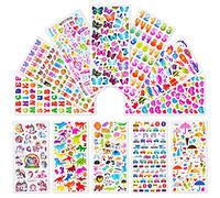 Leenou Adesivi per Bambini, 1000+ 3D Stickers per Puffy Adesivi per Regali Gratificanti Scrapbooking Inclusi Camion, Animali, Pesci, Dinosauri, Numeri, Frutta e Altro (18 Fogli)