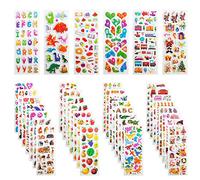 Leenou Adesivi per Bambini, 900+ 3D Stickers per Puffy Adesivi per Regali Gratificanti Scrapbooking Inclusi Camion, Aeroplani, Animali, Pesci, Dinosauri, Numeri, Frutta e Altro (36 Fogli)