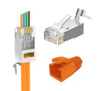LEENUE 10 Pezzi di Connettori RJ45 Passanti Cat7, Placcato oro Cat7 Cat6A rj45 Connettore 10 Gbit/s 600 MHz, Plug RJ45 Schermato Per cavi di Rete Solidi o a Trefoli da 23-26AWG, Elenco UL