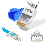 LEENUE 10 Pezzi di Connettori RJ45 Passanti Cat7, Placcato oro Cat7 Cat6A rj45 Connettore 10 Gbit/s 600 MHz, Plug RJ45 Schermato per Cavi di Rete Solidi o a Trefoli da 23-26AWG, Elenco UL