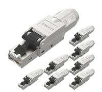 LEENUE Schermato Connettore Rj45 Senza Attrezzi Cat7, laccato Oro Spina Lan Cat6A Senza Attrezzi,10 Gbit/S 600MHz, Per Cavi Di Posa Rigidi Cat7 Cat6a Cat6 Poe, Riutilizzabile, 8 Pezzi
