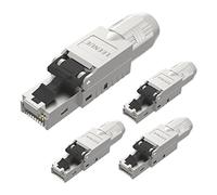 LEENUE Schermato Connettore Rj45 Senza Attrezzi Cat7, Placcato oro Spina Lan Cat6A Senza Attrezzi,10 Gbit/S 600MHz, Per Cavi Di Posa Rigidi Cat7 Cat6a Cat6 Poe, Riutilizzabile, 4 Pezzi