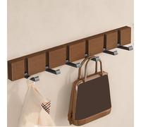 Leeonway Appendiabiti da Parete,Flip Attaccapanni da Parete,Legno Attaccapanni Muro Scaffale Appendiabiti,Attaccapanni da Muro Moderno,con 4/5/6 Ganci Ribaltabili,per Cameretta,Ingresso