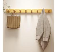 Leeonway Attaccapanni da Muro,Appendiabiti da Parete in Legno,Ganci Appendiabiti,Attaccapanni da Parete bambù,Decorazioni Parete,con 4/6/8 Ganci,per Appendere Cappotti,Sciarpe,Borse