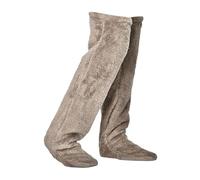 Leeope Goose down Knee Socks for Christmas, Winter Warm Long Fuzzy Thigh High Socks,Plush Knee High Sock (Light Coffee)
