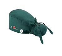 LEEQ 1 pezzo Cuffie Chirurgiche Berretto da Lavoro in Cotone Cuffietta Chirurgica Infermiera Chirurgico Regolabile con Bottoni Fascia per Sudore Cuffiette Mediche da Taschino da Coda di Cavallo(verde)