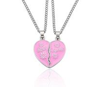 LEEQ 1 set Collane Puzzle e Portachiavi in Acciaio Inossidabile con Incisione - Gioielli Regalo per Donne e Ragazze(I due sono buoni amici, Fiocco di neve)