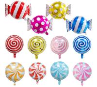 LEEQ 12pcs Carine Palloncini Caramelle - Palloncini Foil Candy, Decorazioni Bambini Lecca, Forniture per Feste di Compleanno di Candyland, per Estive Festa Battesimo Matrimonio Festa