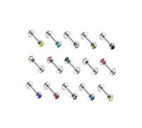 LEEQ 15 Pezzi Piercing del Labbro in Acciaio Inossidabile Labbro Barra Piercing al Anello del Corpo Cartilagine Trago, 16 Gauge, 15 Colori