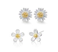 LEEQ 2 Paia Orecchini Piccoli a Margherita in Argento 925 per Donna - Cubic Zirconia Orecchini Anallergici a Fiore Orecchini a Girasole Gioielli di Moda per Bambina