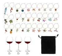 LEEQ 30 PCS Segna Bicchieri Calici - Segnabicchieri Ciondoli per Bicchieri di Vino Set, Segnabicchieri per Calici, Decorazioni per Feste Degustazione di Vini