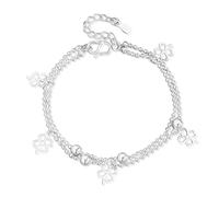 LEEQ Bracciale da donna 2 in 1 - Elegante braccialetto, braccialetto a quadrifoglio in argento sterling 925, maglie amicizia regolabile charm bracciali strati, regalo anniversario, bracciali regalo