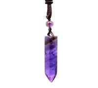 LEEQ Collana Ametista con Cristallo - Ciondolo con Pietra per Uomo Donna Gioielli Cristalli Chakra Regalo Cristalloterapia, Reiki Chakra dell’energia a Prisma Ciondolo in Pietra Naturale a Punta