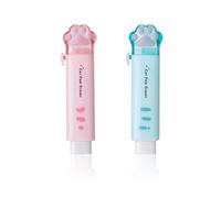 LEEQ gomme da cancellare bambini - 2 gomme retrattili a forma di zampa di gatto, in gomma carina per bambini, gomma push-pull per studenti che scrivono forniture scolastiche per ufficio